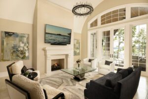 Old World Lake Keowee Custom Home Living Room