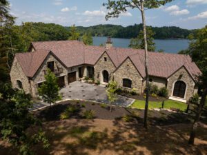Custom Lake Home Front Aerial in The Cliffs Keowee Falls