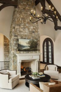 Custom Lake Home Living Room in The Cliffs Keowee Falls