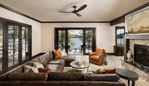 Custom Lake Home Downstairs Living Room in The Cliffs Keowee Falls